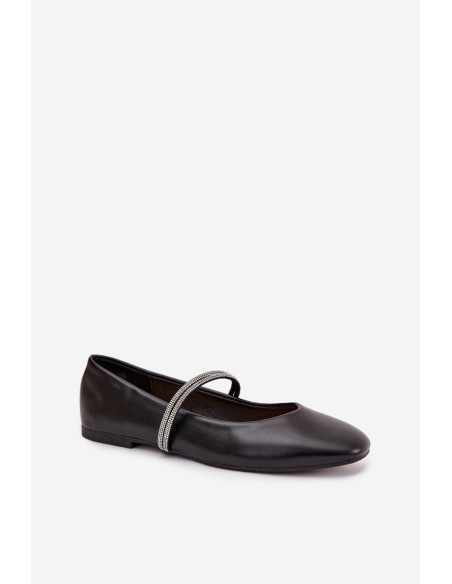 Women's Ballerinas With Shiny Straps Black Ilirene