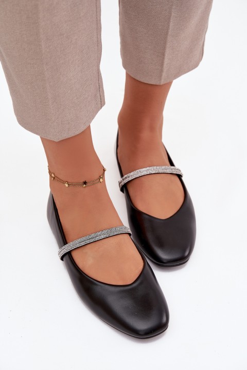 Women's Ballerinas With Shiny Straps Black Ilirene