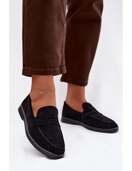 Women's loafers made of eco suede black Renelia