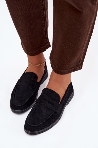 Women's loafers made of eco suede black Renelia 2