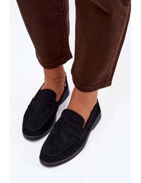 Women's loafers made of eco suede black Renelia