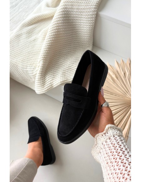 Women's loafers made of eco suede black Renelia