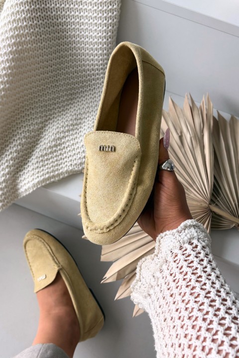Women's Moccasins With Small Gold Detail Yellow Sarivelle