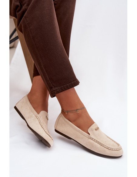 Women's Loafers With Small Gold Detail Beige Sarivelle