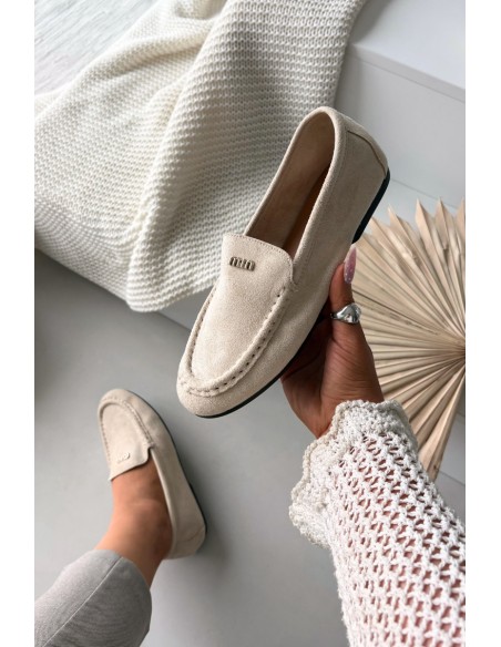 Women's Loafers With Small Gold Detail Beige Sarivelle