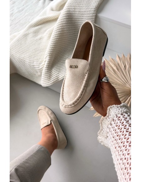 Women's Loafers With Small Gold Detail Beige Sarivelle