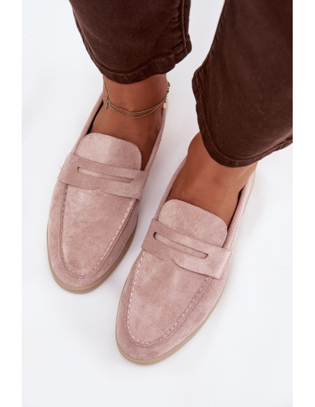 Women's loafers made of eco suede Dirty pink Renelia