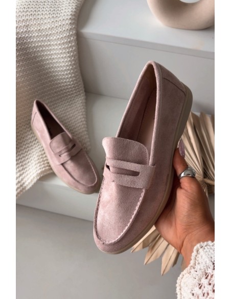 Women's loafers made of eco suede Dirty pink Renelia