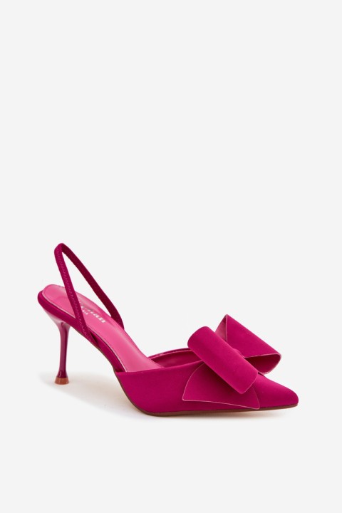 Heels with Open Heels and Bow Fuchsia Eklevia