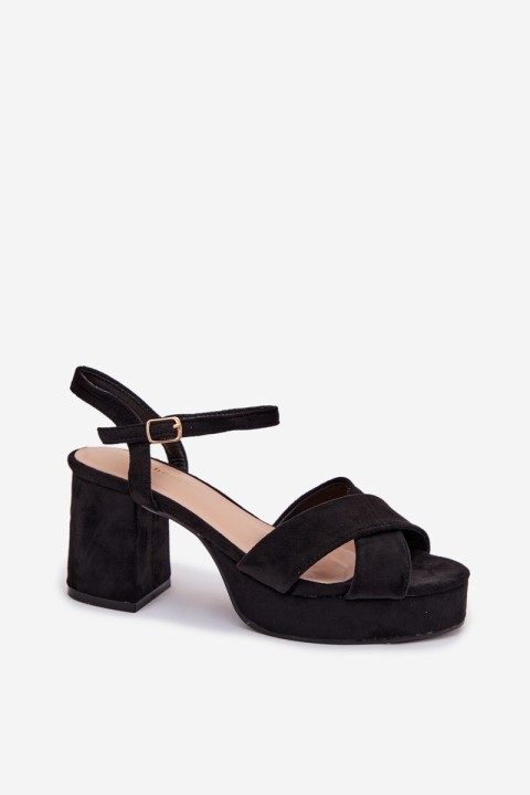 Women's Block Heel Black Sandals Janelia