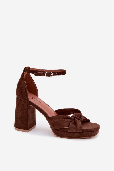 Women's Block Heel Sandals Chocolate Faux Suede Rosetta 2