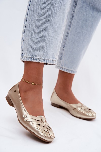 Leather Ballerinas Maciejka P7542-41 Gold