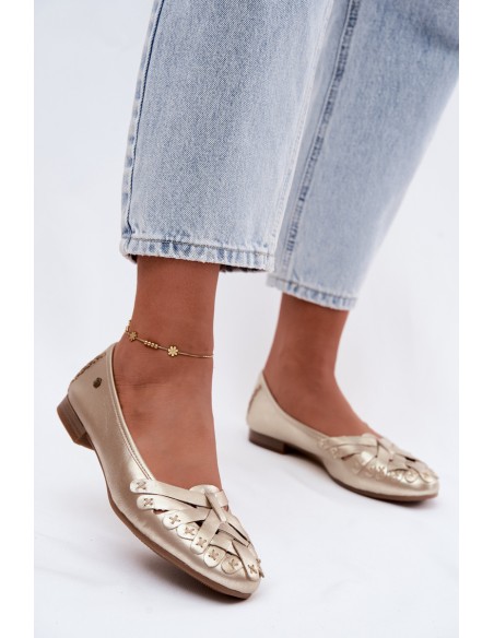 Leather Ballerinas Maciejka P7542-41 Gold