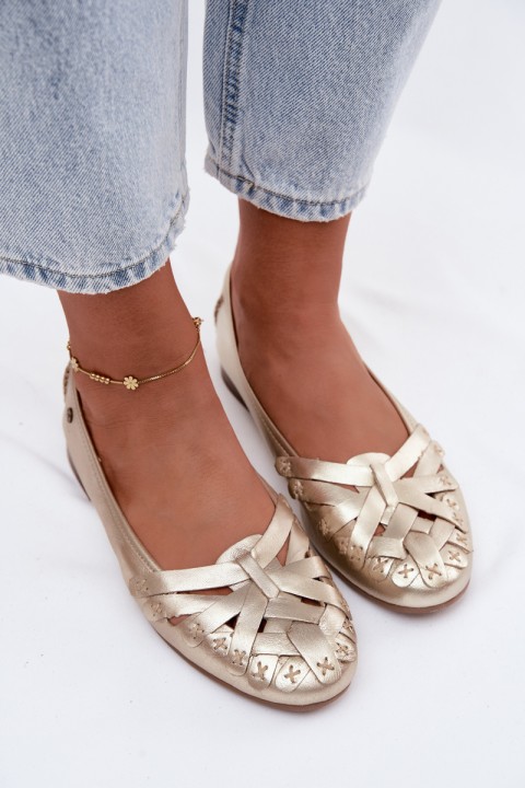 Leather Ballerinas Maciejka P7542-41 Gold
