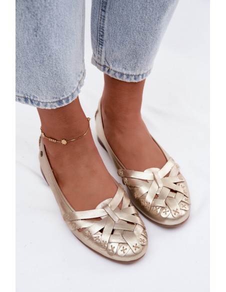 Leather Ballerinas Maciejka P7542-41 Gold