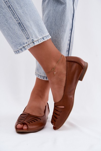Maciejka P7541-29 Perforated Ballerinas Made of Genuine Leather Brown