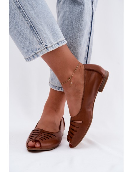 Maciejka P7541-29 Perforated Ballerinas Made of Genuine Leather Brown