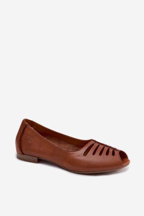 Maciejka P7541-29 Perforated Ballerinas Made of Genuine Leather Brown