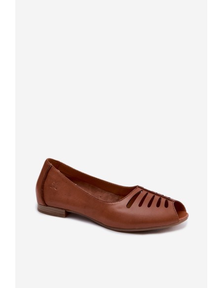 Maciejka P7541-29 Perforated Ballerinas Made of Genuine Leather Brown