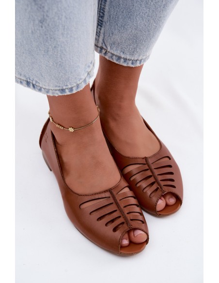 Maciejka P7541-29 Perforated Ballerinas Made of Genuine Leather Brown