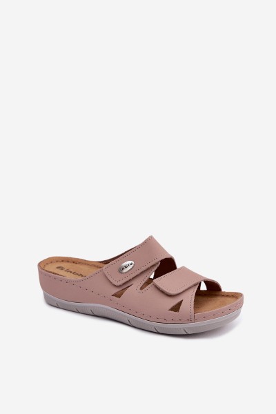 Leather Women's Slip-Ons With Velcro Inblu Dirty Pink 2