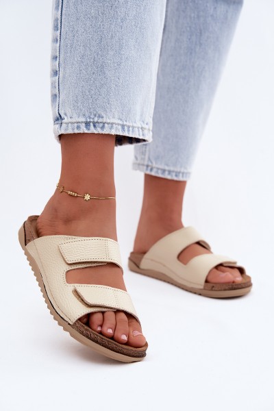 Leather Women's Slippers Inblu AA0005GU Light Beige