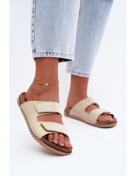 Leather Women's Slippers Inblu AA0005GU Light Beige