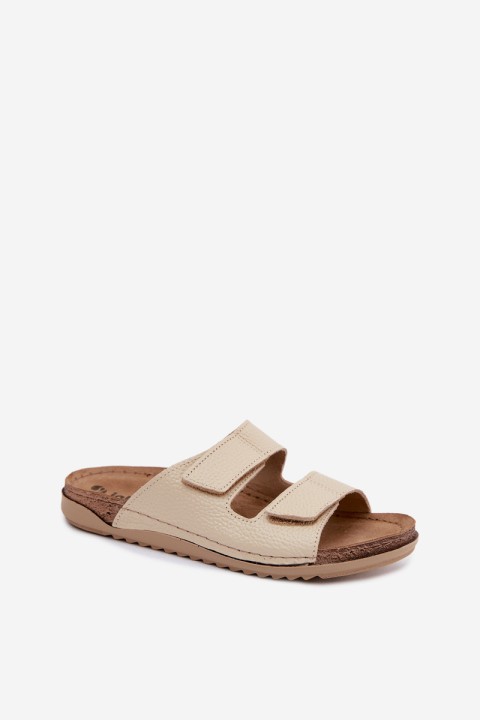 Leather Women's Slippers Inblu AA0005GU Light Beige