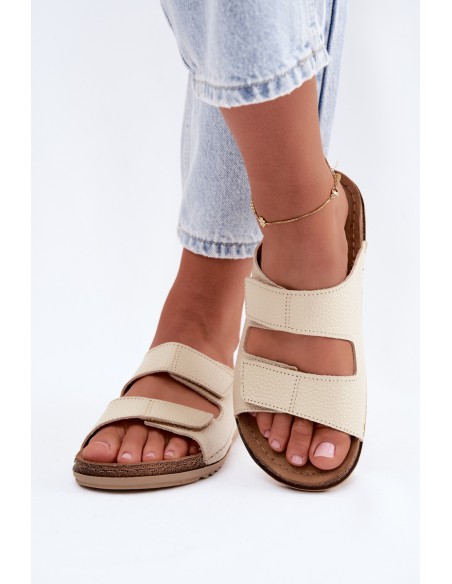 Leather Women's Slippers Inblu AA0005GU Light Beige