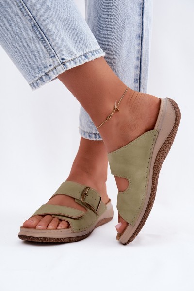 Women's Slides With Clasp And Velcro INBLU LL000006 Green