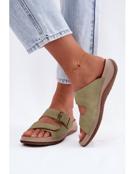 Women's Slides With Clasp And Velcro INBLU LL000006 Green