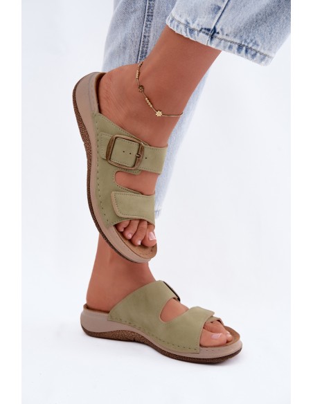 Women's Slides With Clasp And Velcro INBLU LL000006 Green