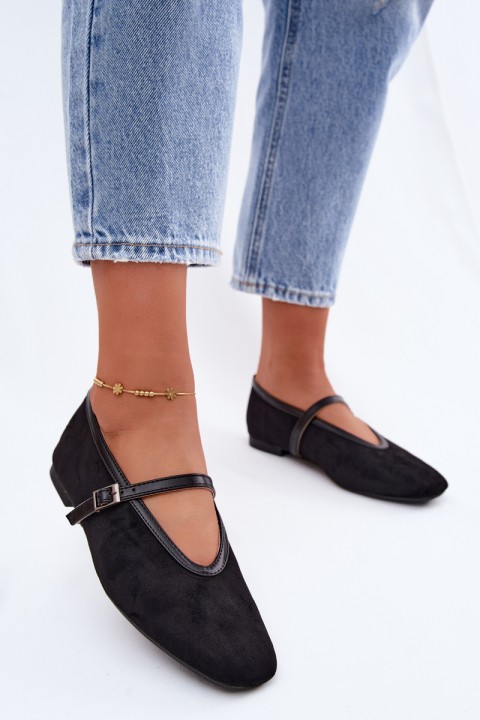 Eko Suede Black Ballerinas With Strap Felora