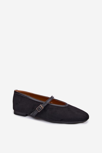 Eko Suede Black Ballerinas With Strap Felora 2