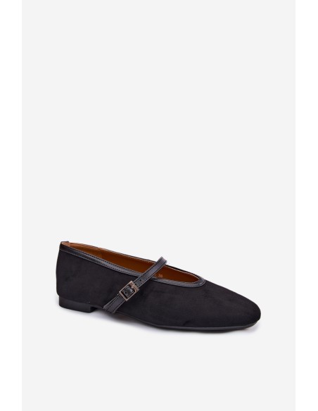 Eko Suede Black Ballerinas With Strap Felora