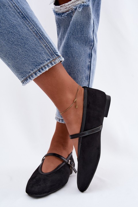 Eko Suede Black Ballerinas With Strap Felora