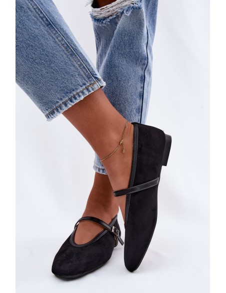 Eko Suede Black Ballerinas With Strap Felora