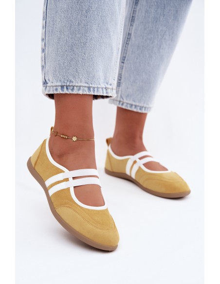 Sport Ballet Flats with Elastic Straps Yellow Donatella