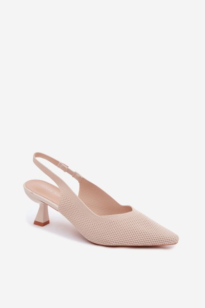Beige Fabric Heeled Sandals Delessa 2