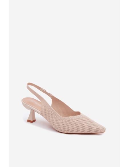 Beige Fabric Heeled Sandals Delessa