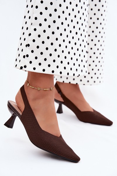 Material Sandals with Heels in Hourglass Shape Chocolate Purea