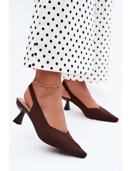 Material Sandals with Heels in Hourglass Shape Chocolate Purea