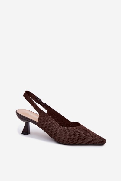 Material Sandals with Heels in Hourglass Shape Chocolate Purea 2