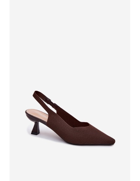 Material Sandals with Heels in Hourglass Shape Chocolate Purea