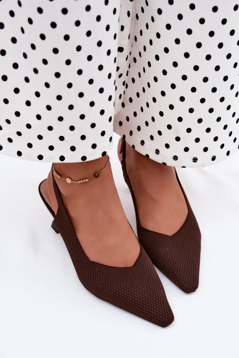 Material Sandals with Heels in Hourglass Shape Chocolate Purea