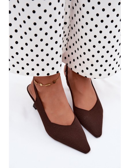 Material Sandals with Heels in Hourglass Shape Chocolate Purea