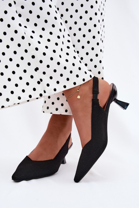 Material Sandals High Heel Hourglass Shape Black Purea