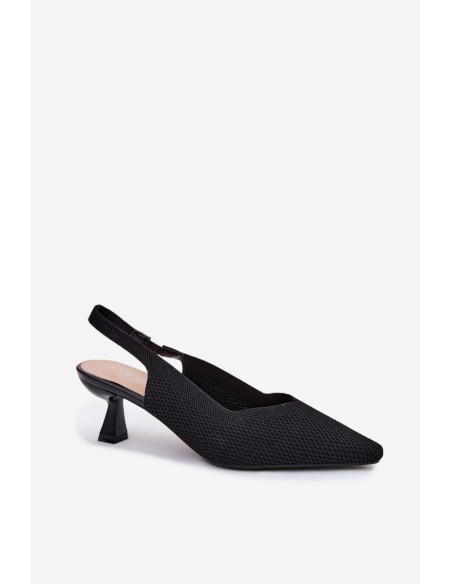 Material Sandals High Heel Hourglass Shape Black Purea