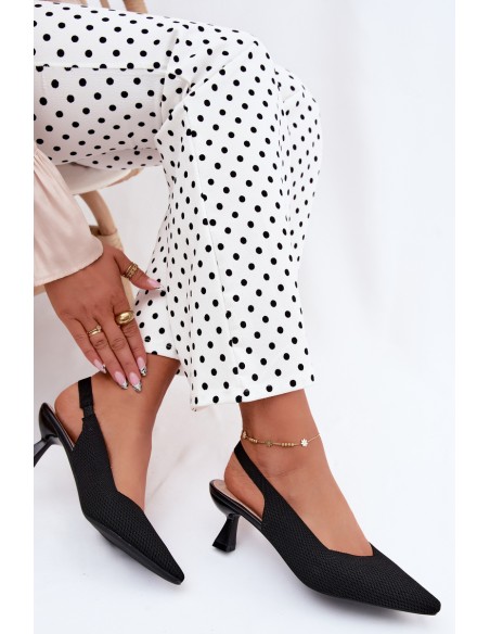 Material Sandals High Heel Hourglass Shape Black Purea