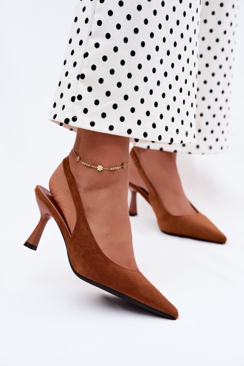 Women's High Heel Sandals With Imitation Suede Camel Saria